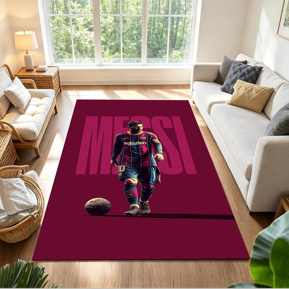 Messi's Legacy Soccer Carpet Suitable for Foyer Playrooms Dining Room Game Room Anti-slip Rug Decorate Offices Perfect Birthday/Christmas Gift Idea