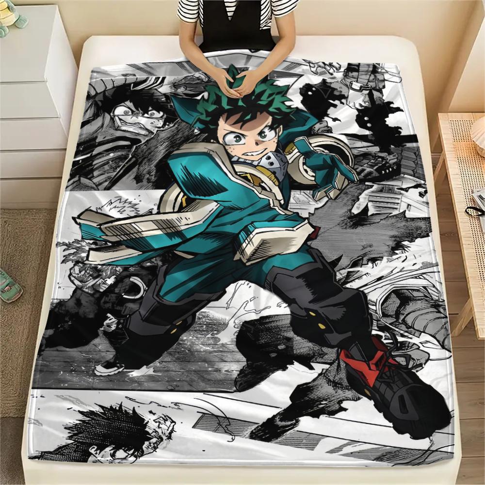 My Hero Academia Izuku Pattern Flannel Blanket, High Quality Comfortable for All Seasons, Home Decor, Warmth and Comfort, Perfect for Gifts.