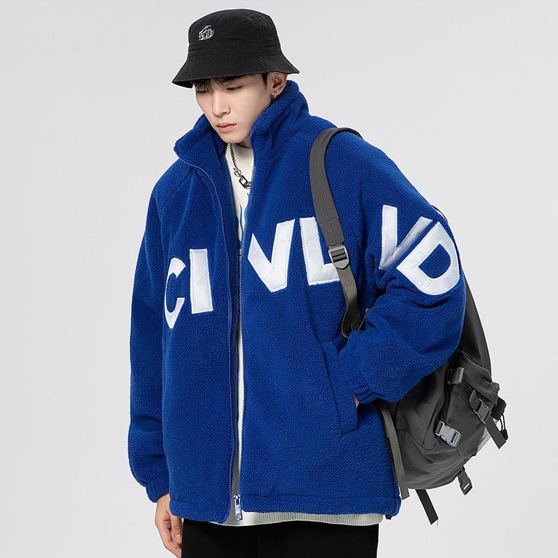 Winter Granular Fleece Jacket Men's Winter Fashion Stand-up Collar Winter Warm Thickened Cotton Clothes Lamb Wool Cotton Clothes