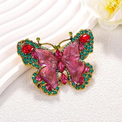 Vintage Crystal Butterfly Brooch Animal Insect Ladies Brooch Medieval Versatile Corsage
