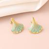 Stainless Steel Drip Oil Leaf Earrings - Fashionable and Versatile