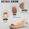 Fashion Women'S Hemp Rope Wedge Heel Thick-Soled Sandals, Woven Straw Rope One-Strap Summer Waterproof Platform High Heels