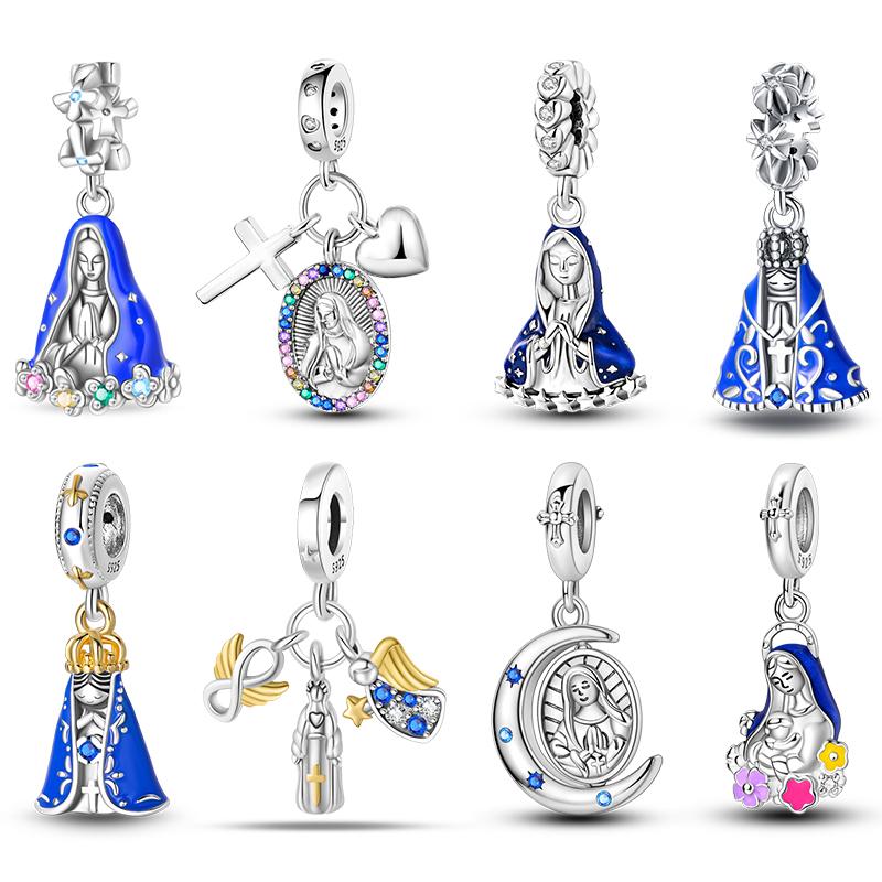 100% Copper Metal Holy Maiden Cross Sun Goddess Luck Blessing Charm Bead Components Bead Components Compatible With Pan Authentic Original Bracelets