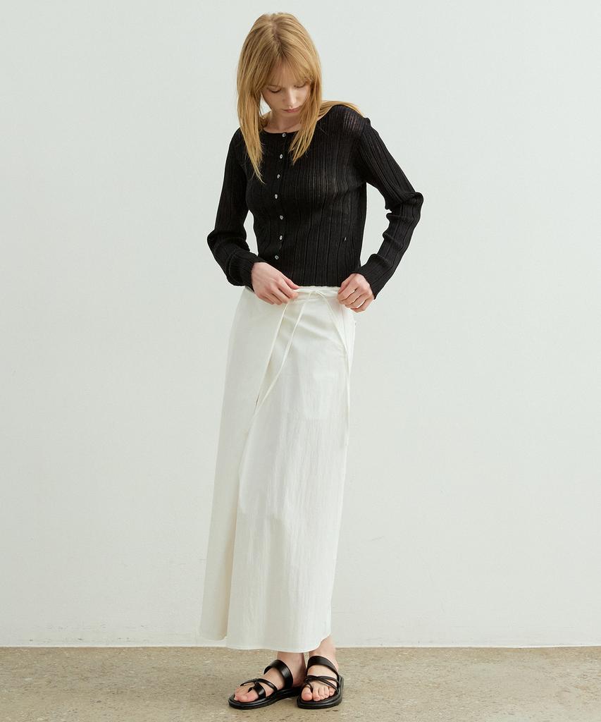 Artid Natural Drape Wrap Skirt_White
