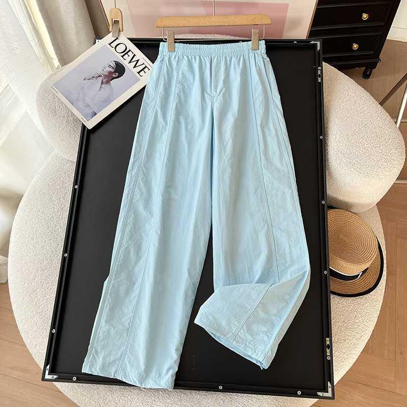 Japanese Style Women's Spring Casual Elastic Waist Cuffed Straight-Leg Pants