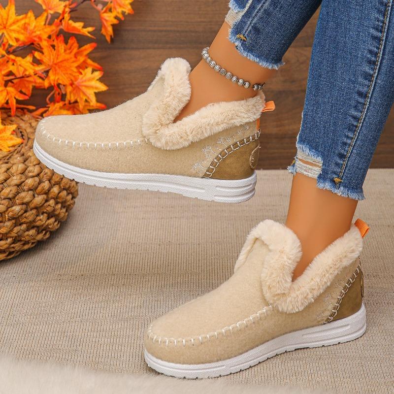 Fashion 2025 New Plus Size Snow Boots Fashion Flat Warm Plus Velvet Cotton Boots