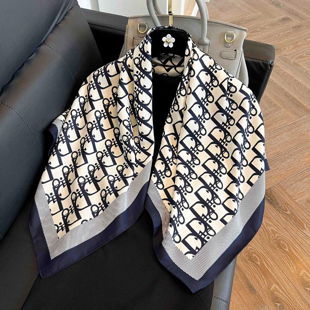 Square scarf 91CM large square scarf imitation silk satin scarf temperament women's shawl scarf headscarf windproof silk scarf thin