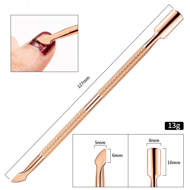 Stainless Steel Double-Ended Nail Art Exfoliating and Cuticle Pusher Tool