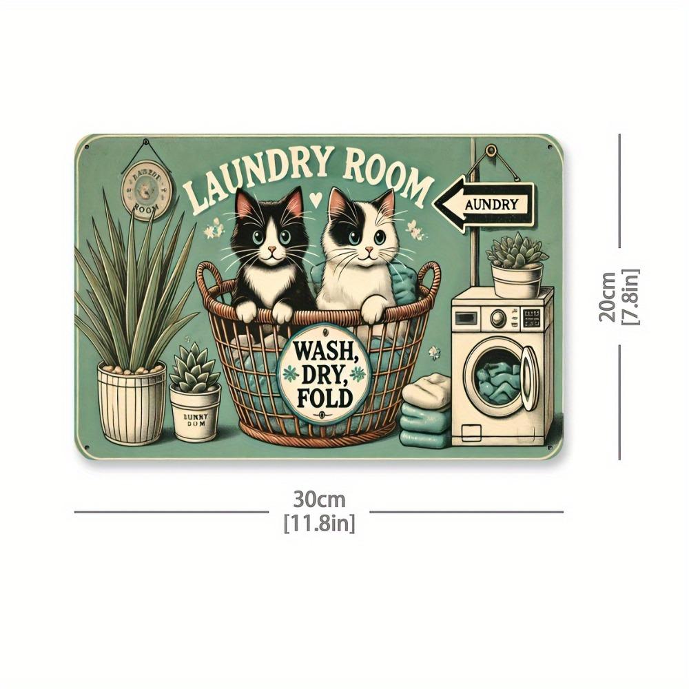 

Vintage Laundry Room Metal Sign Playful Cat Washing Machine Wall Art Rustic Decor for Man Cave Garage Bar Home 20x30cm（7.8x11.8inch）