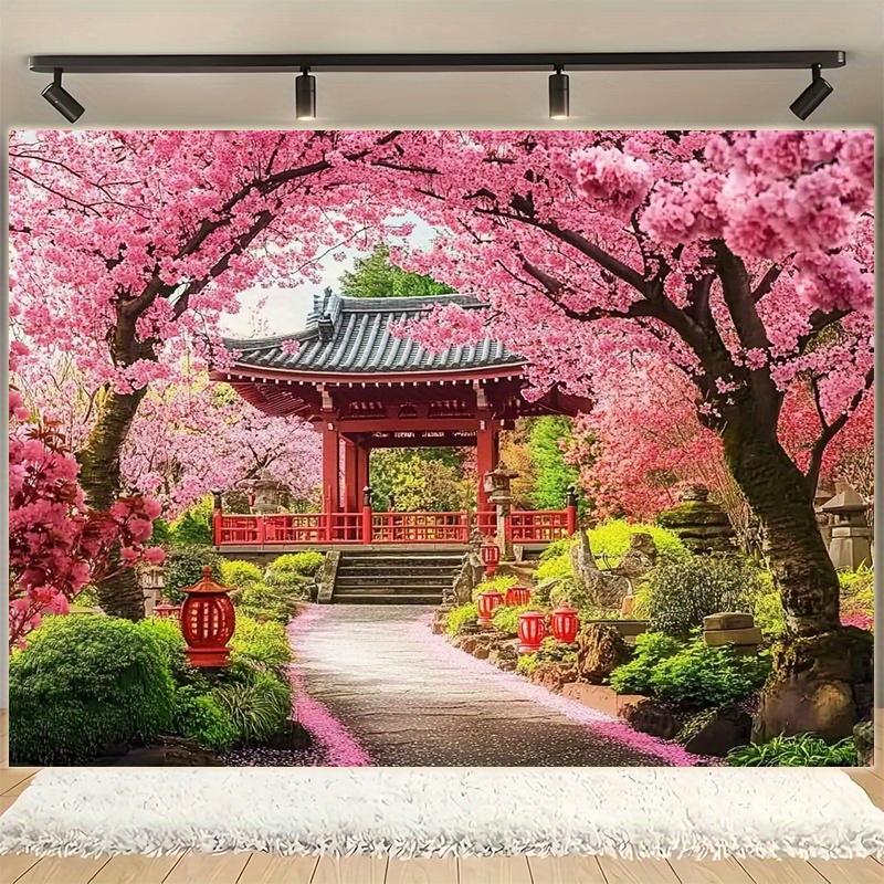 Japanese Landscape Japanese Architecture Garden Background Banner - Suitable for Birthdays Holidays Parties