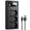 CONCEPT Camera Charger with Battery Level Compatible with Sony Alpha and Sony A6700 Camera USB Charger K&F NP-FZ100 3-Slot Display, ZV-E10M2, 9, A9,