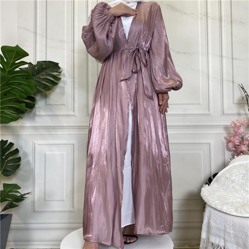 2022 Satin Long Muslim Robe Cardigan 