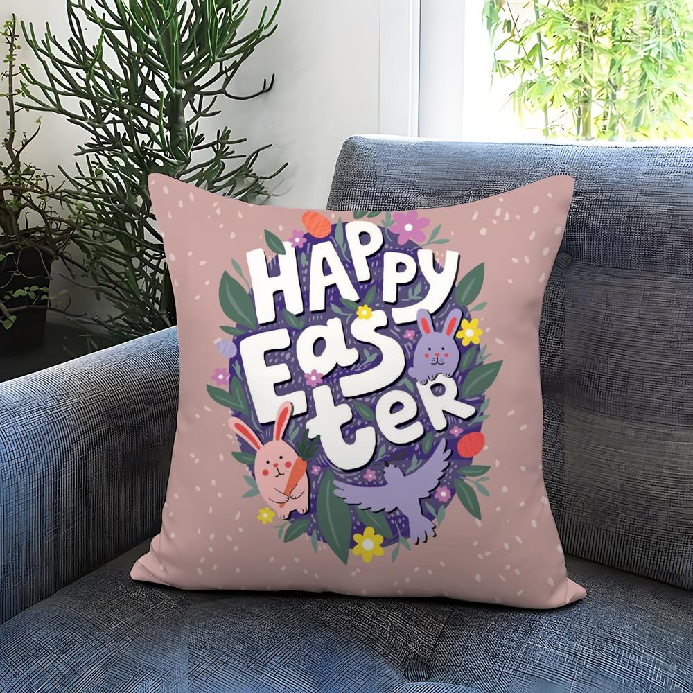 Easter Day Cushion Cover Comfortable Reversible Pillow Cover Ideal for Car Sofa Bedroom & Beyond