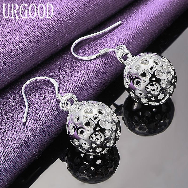 925 prata esterlina lindo padrão bola pingente brincos presente joias da moda