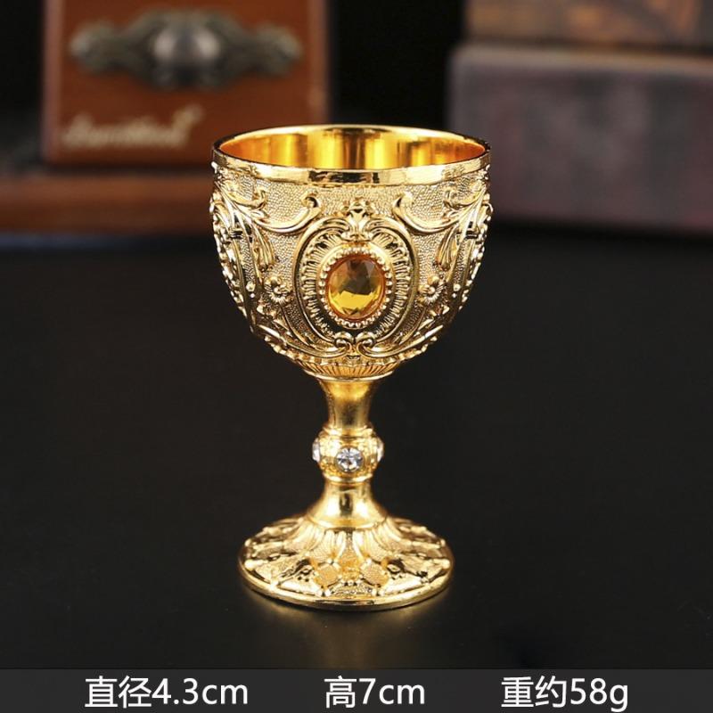 Hot-selling high-end small wine glasses, one-bite cups, creative household metal exhibition hall decorative ornaments