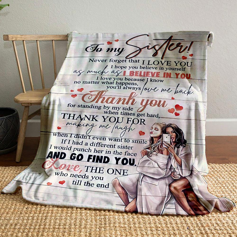 

Blanket with Sister Themed Warm Sentimental Gift, Cozy Textile for Sisters Blanket for Livingroom Couch lunch break Soft throw for festival Gift 80cm x 120cm