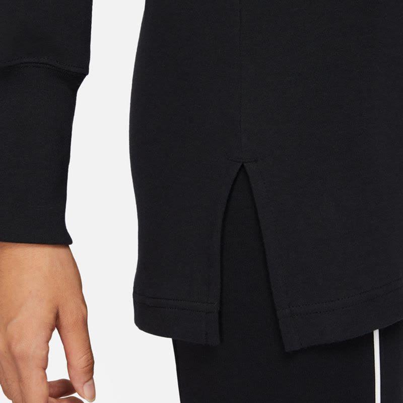 Nike Embroidered Split-Joint Mid-Length Casual Knit Long Sleeve T-Shirt Women Tops Black FB8801-010