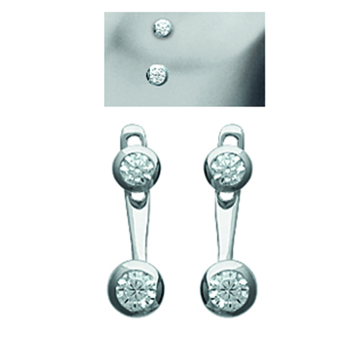 

Les Trésors De Lily [M7640] - Серебристо-белые серьги Essentiel в виде лепестков (с родиевым покрытием) - 5 мм