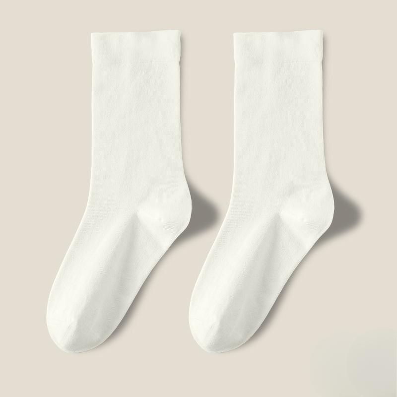 10 Pairs of Female Spring and Autumn Pure Color Moon In The Tube Pile Socks