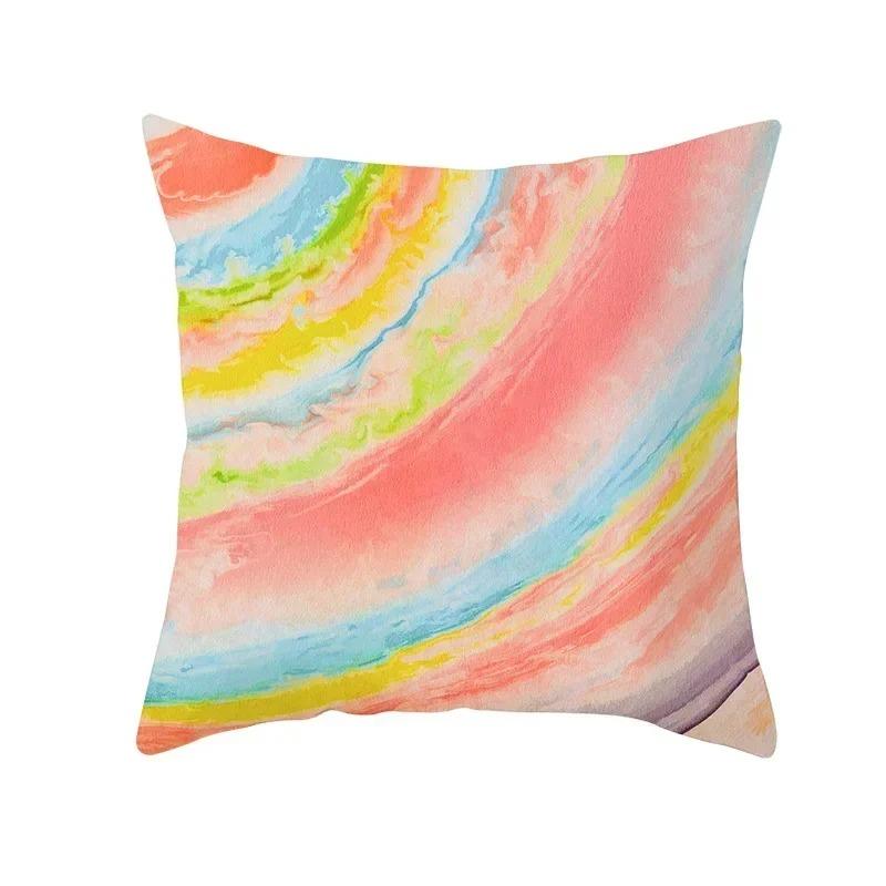 Home Decor Colorful Abstract Watercolor Pattern Pillow Covers Pattern Cushion Cover Suitable For Sofa Bedroom Car Pillow Cover