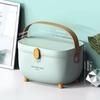Large multi-layer medicine storage box with handle. Dustproof plastic, perfect for household medicine storage.