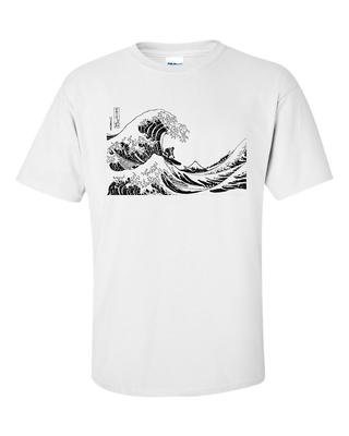 Surfing The Great Wave Off Kanagawa Mono Hokusai Fine Art Surfer Gift TShirt