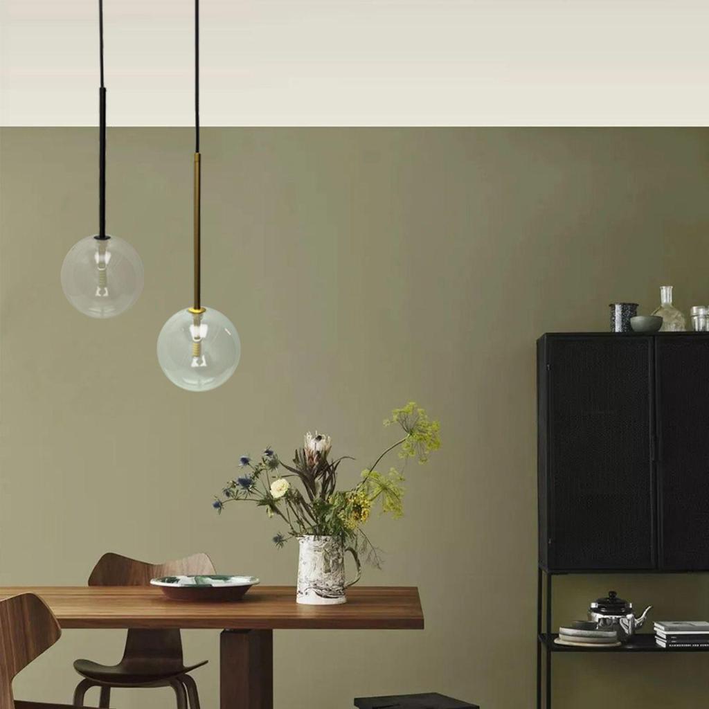 Nordic Minimalist Transparent Glass Ball Pendant Light for Bedroom or Bar