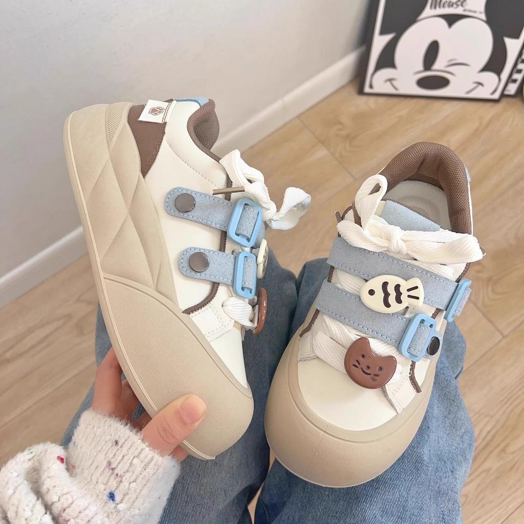 Dopamine board shoes 2025 new bread shoes ugly cute platform big head shoes cute style shoes schoolgirl round head shoes