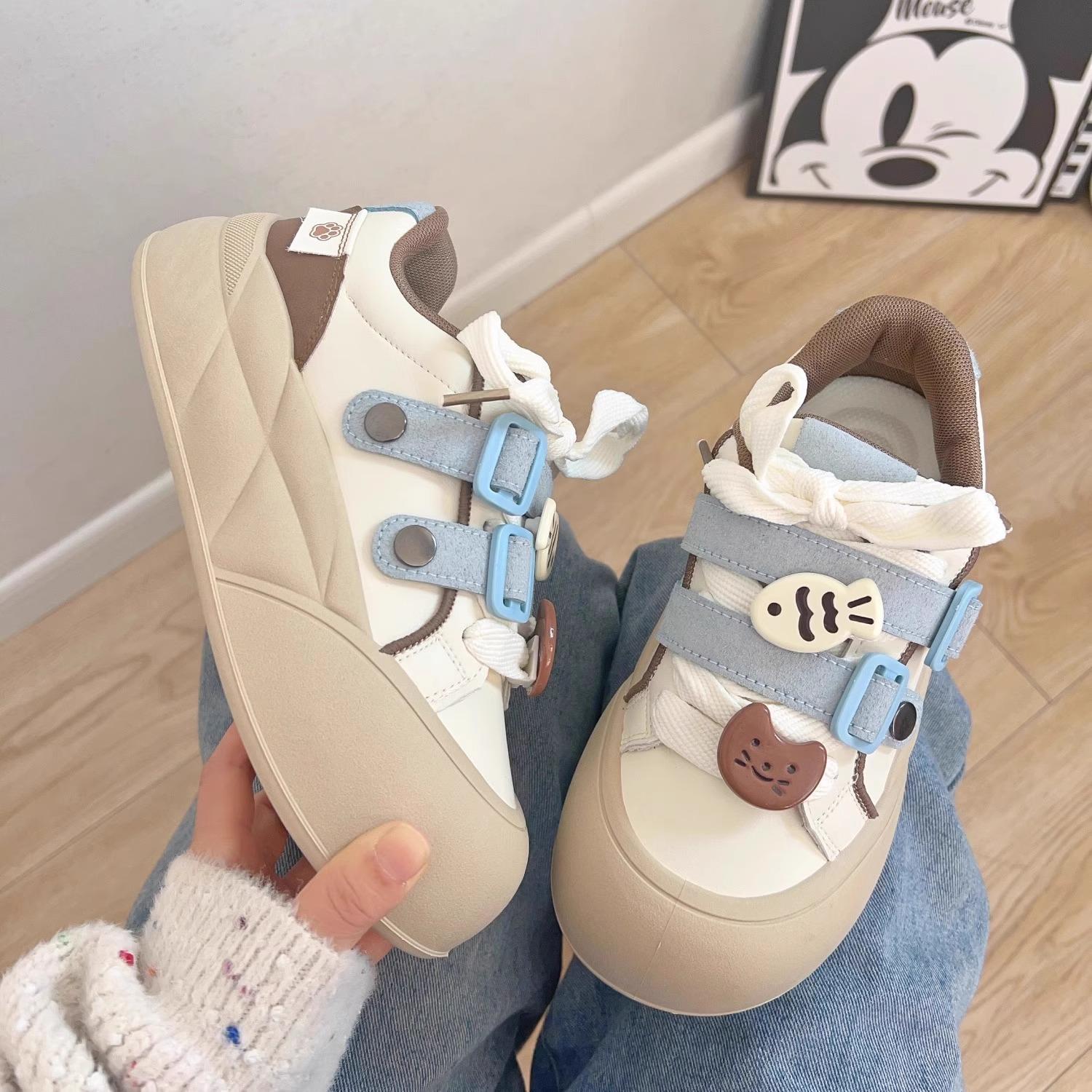 

Dopamine board shoes 2025 new bread shoes platform big head shoes cute style shoes schoolgirl round head shoes 40