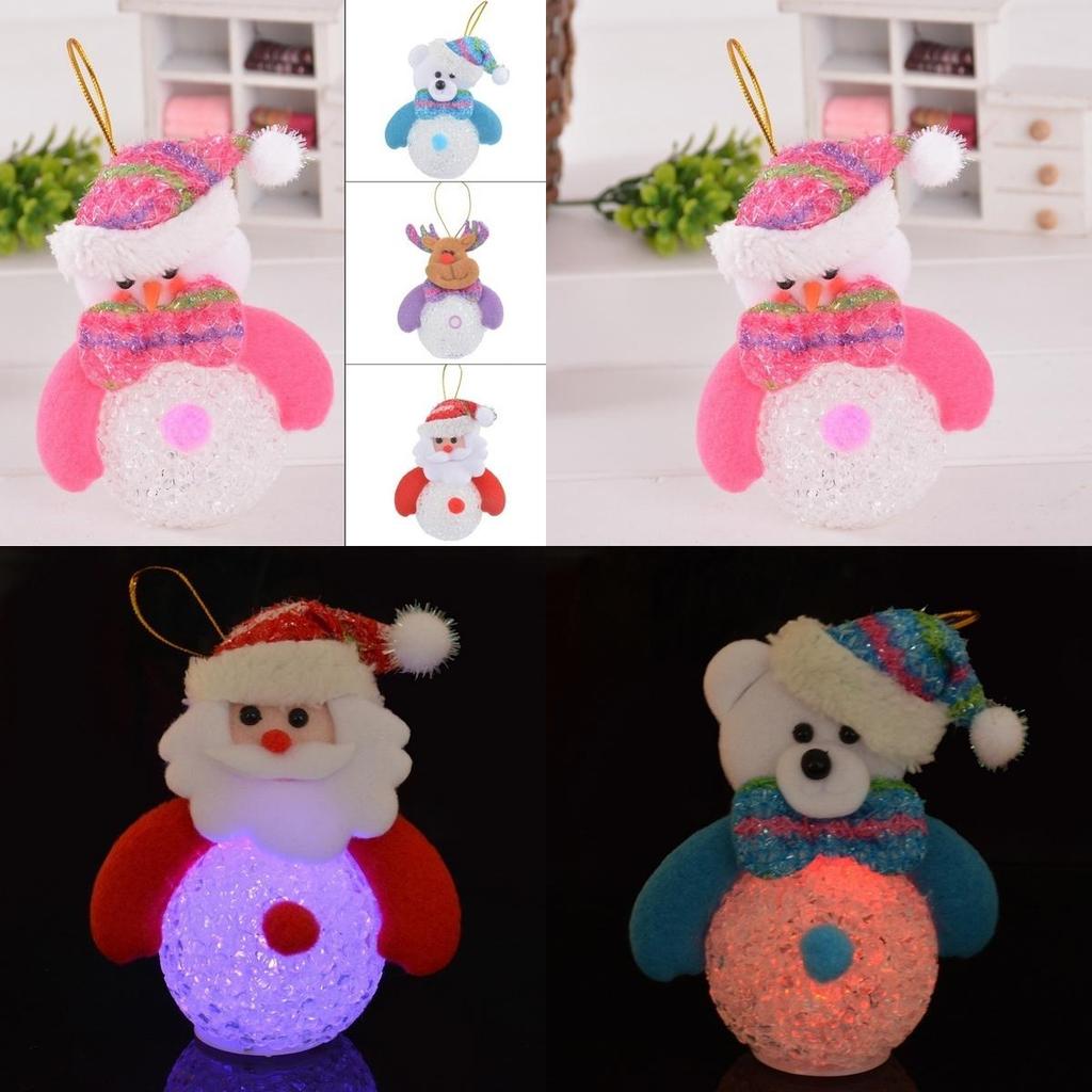 Exquisite Christmas Luminous Pendant With Santa Claus Snowman Bear And Elk Eye Lantern Snowman Led Night Light