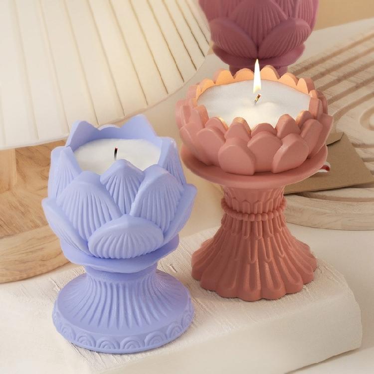Candle Holder Silicone Molds Resin Lotuses Flower Candlestick Epoxy Casting Molds