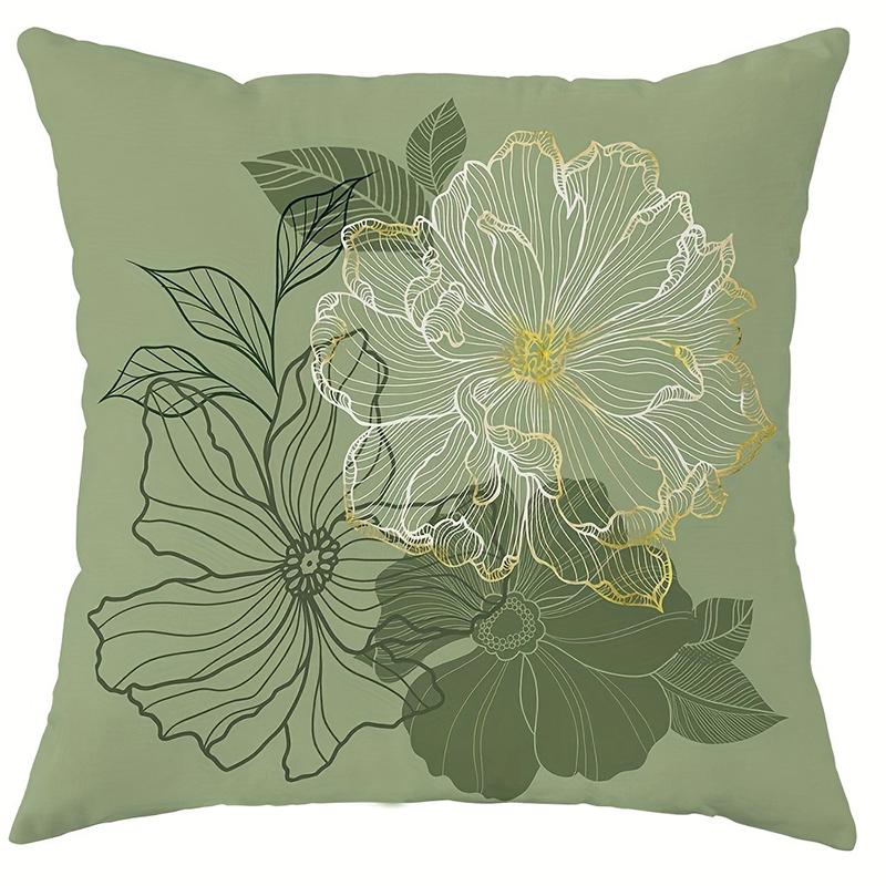 Green and White Spring Hibiscus Flower PillowcaseSuitable for Sofa Car Bedroom Decorative Cushion Cover Pillow Cover