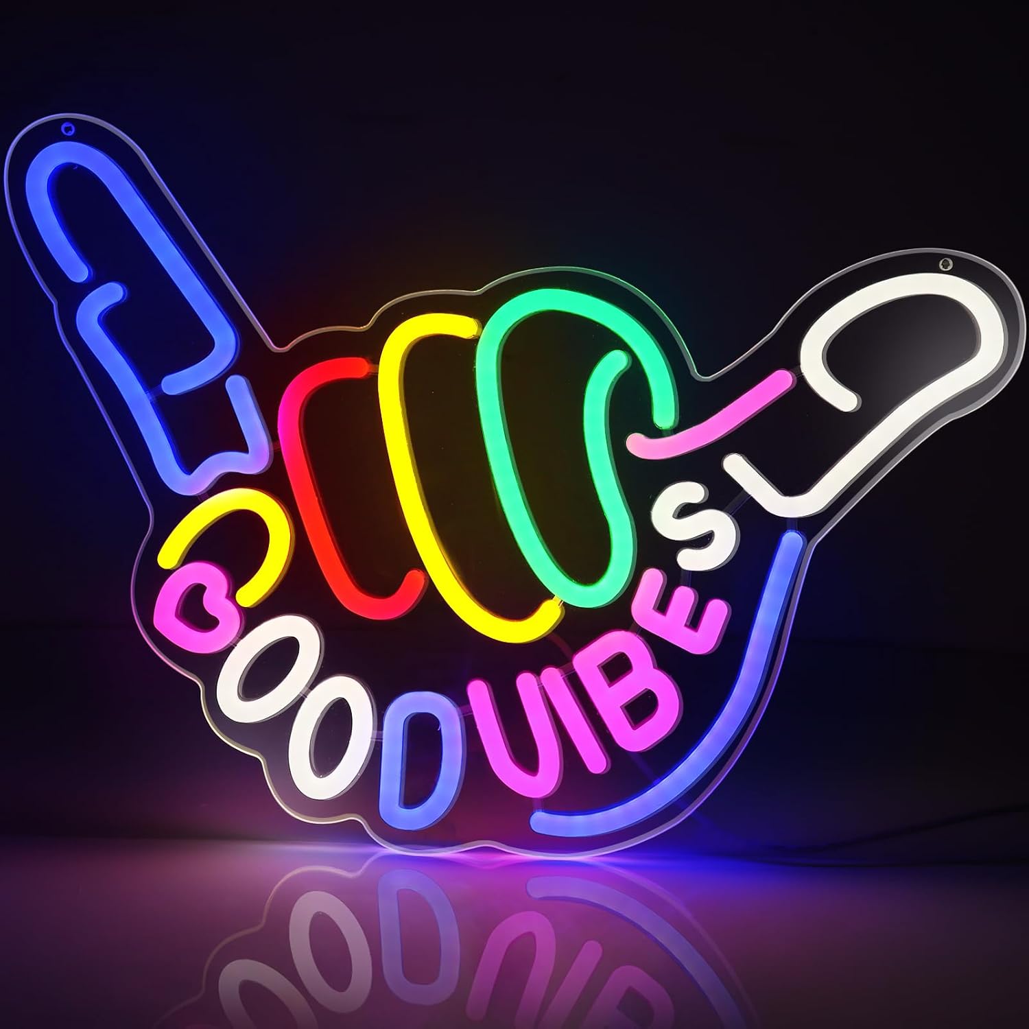 

Good Vibes Neon Sign USB Powered LED Neon Light Wall Decor for Game Room Bedroom Home Bar Man Cave Bar Party Gift for Friend