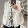 Women's Off-White Oversized Round Neck Button Down Vest Convertible Detachable Sleeves Casual Gilet with Pockets