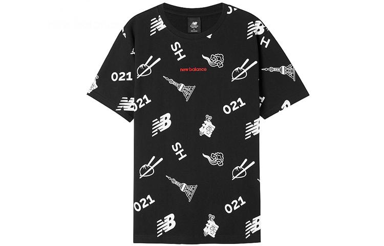 New Balance T Shirts Unisex Black Crew Neck Moderate Straight Fit AMT02372-BK M