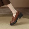New Fashion  Genuine Leather Women Shoes Casual Slip -On Loafers Comfortable Soft Platform Shoes Square Toe Heels Shoes Woman