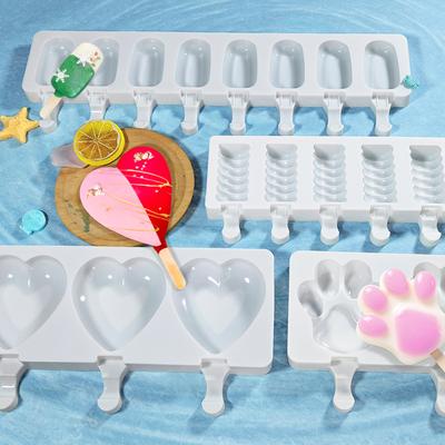 Heart-Shaped Silicone Ice Cream Silicone Mold DIY Fruit Juice Ice Pop Cube Maker Ice Tray Popsicle Mould For Valentine'S Day