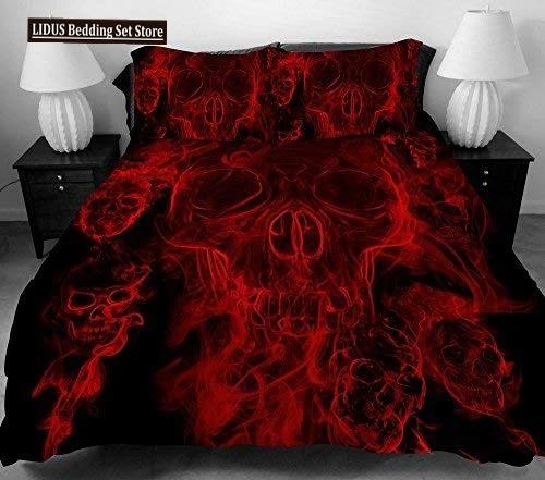 Duvet Cover Set Black Skull SkeletonPaisley Floral Gothic Luxury Soft Bedding Set Comforter Cover Halloween Decor,Queen Size