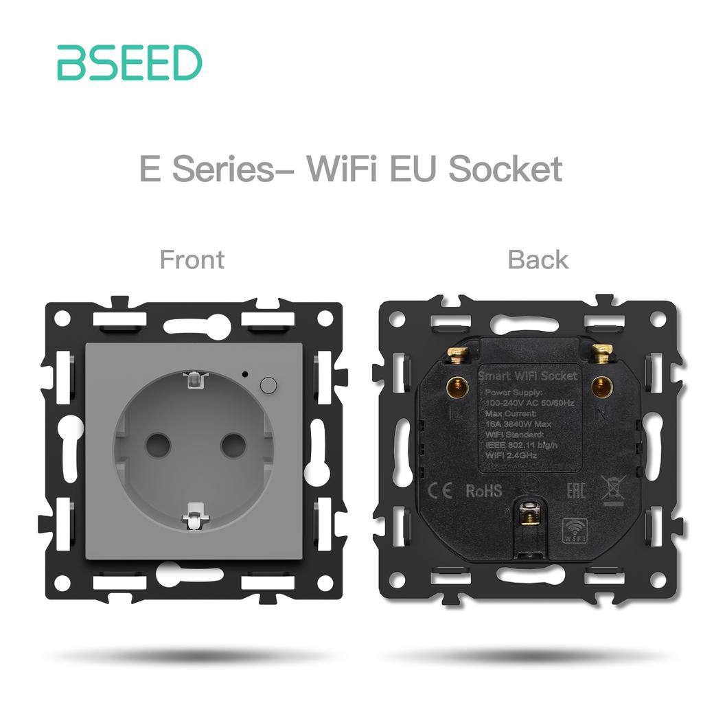 BSEED WIFI Click Switch Modules Smart Light Switch Parts White Glass Frame DIY Combination Wall Sockets USB Charge Key E-Series