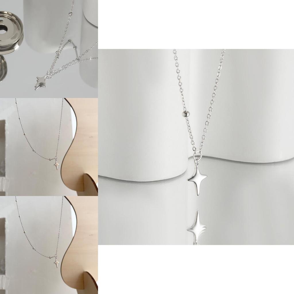 Trendy Fashion Crossborder Silver Alloy Star Pendant Choker Necklace Women For
