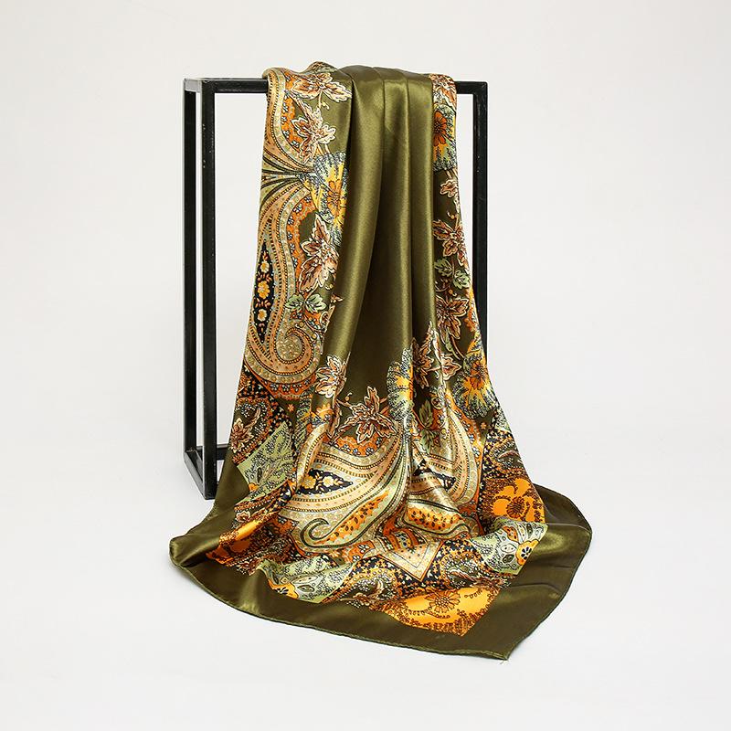 Silk Satin 90cm Square Scarf Women Luxury Brand Print Shawl Wrap Female Headkerchief Hijab Bandana Beach Stoles Echarpe  New