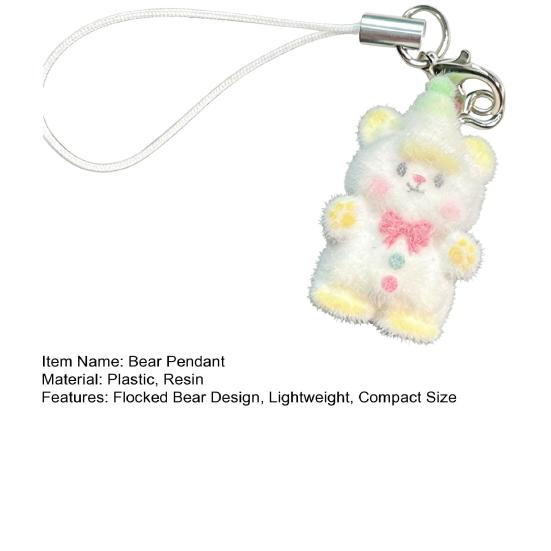 Bag Pendant Lightweight Mini Bear Charm Keychain with Soft Flocking Texture Lanyard Phone Bag Gift