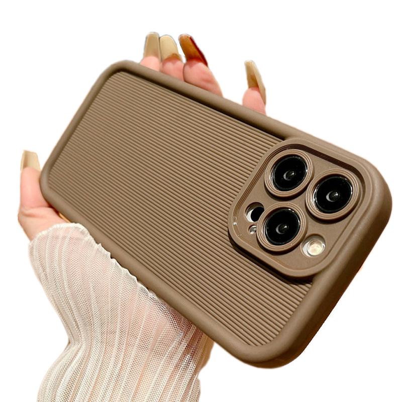 

Мягкий чехол для телефона с вертикальным зерном для iPhone 15, 14, 13, 12, 11 Pro Max 7, 8 Plus, гибкий противоударный силиконовый корпус из ТПУ, полная задняя крышка iPhone 15 Pro Max чёрный