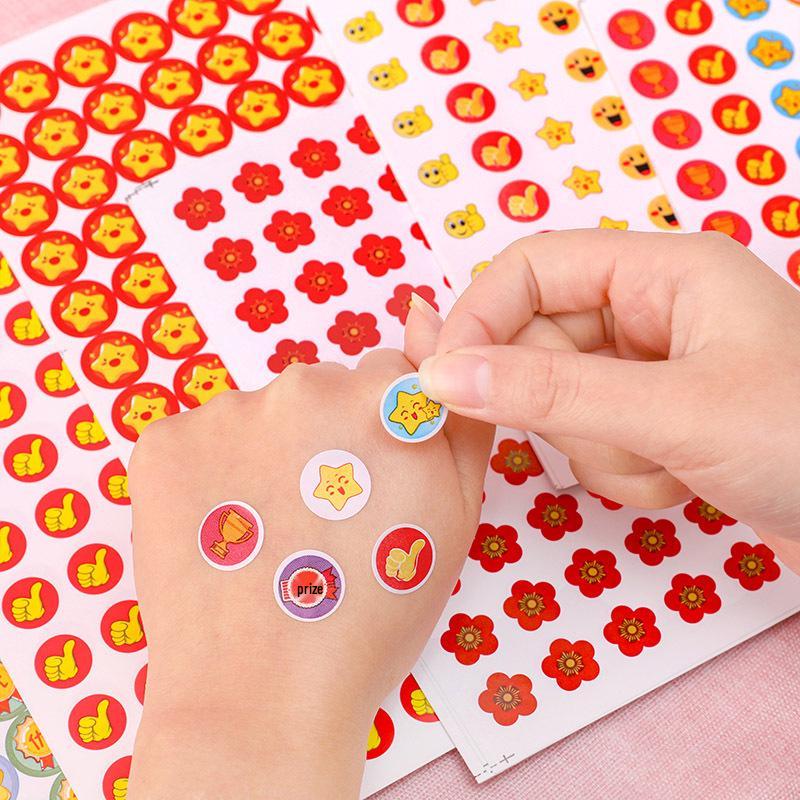 Little Red Flower Reward Stickers: Cute Thumbs Up and Smiley Face Praise Stickers for Elementary and Kindergarten Students