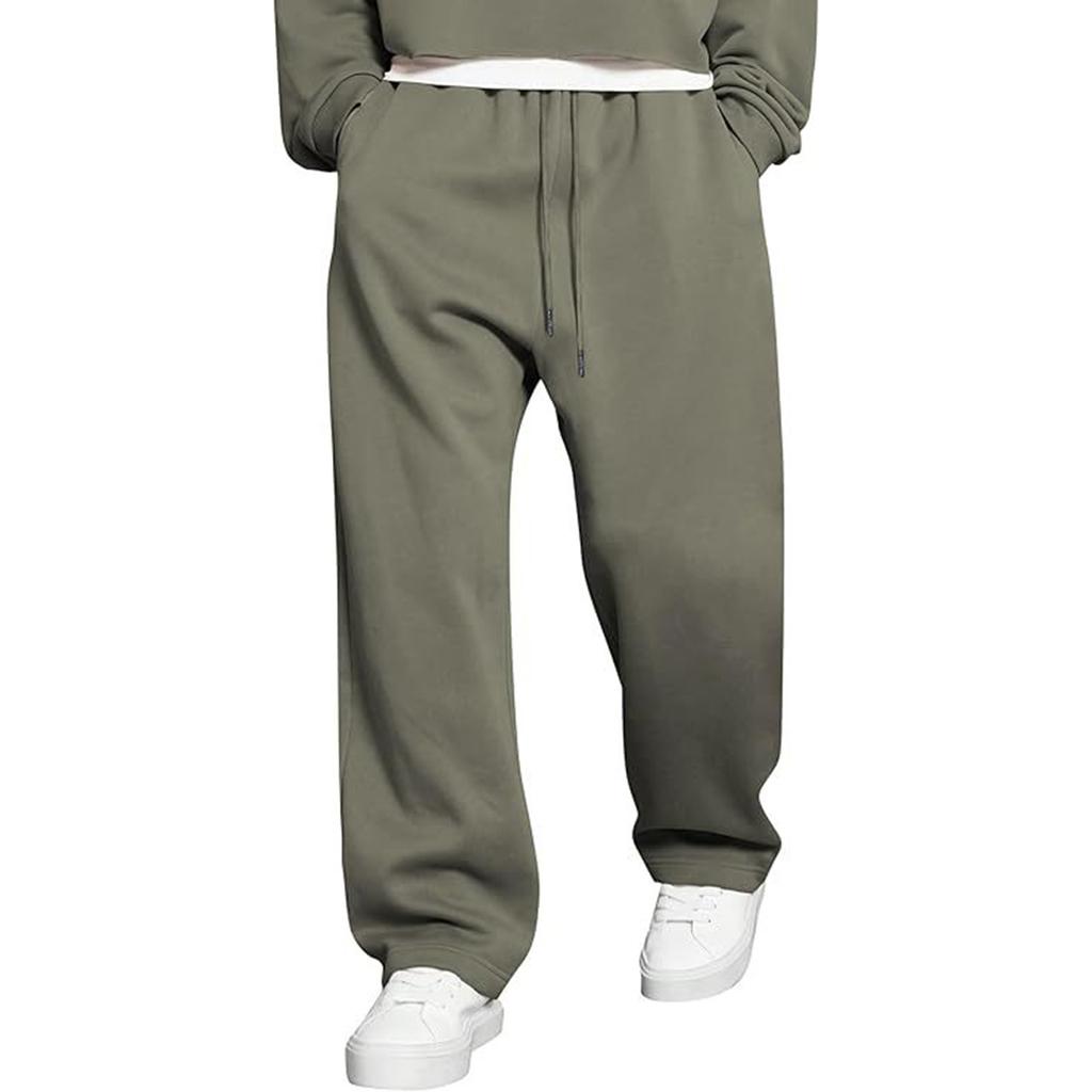 Men's Sport Sweatpants With Drawstring Elastic Waist, Retro , Loose Wide-leg Pants With Pockets