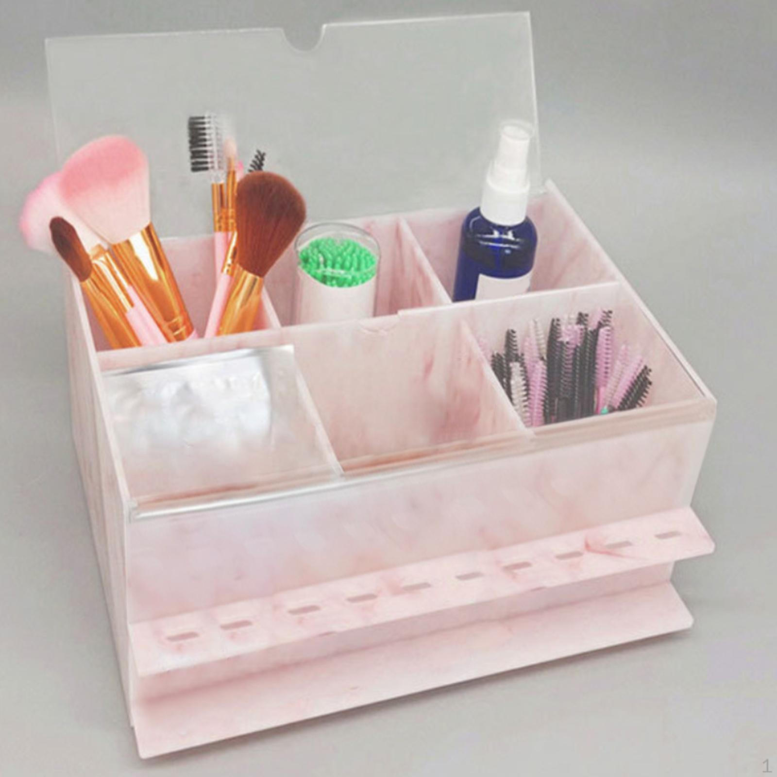 

Multifunctional Storage Box Dustproof Waterproof Tweezers Display Stand Rack Holder for Salon Brush розовый