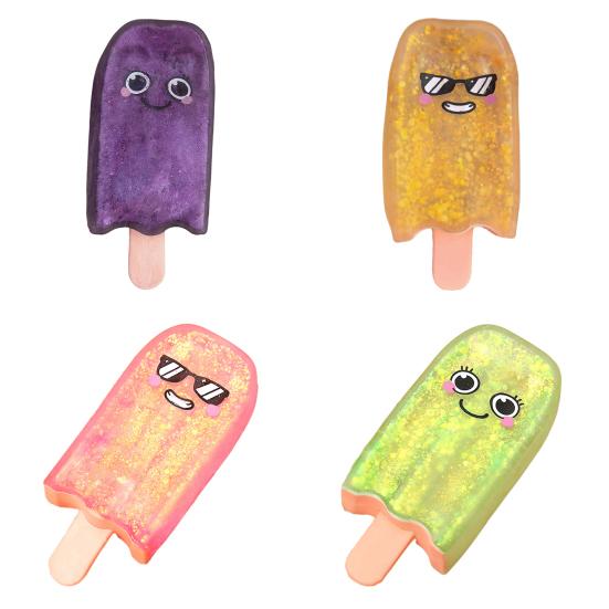 1/4Pcs Glitter Ice Cream Squeeze Toy Transparent Cartoon Ice Stick Stress Relief Sensory Toy Anxiety Relieving Slow Rising Sugar Ball Hand