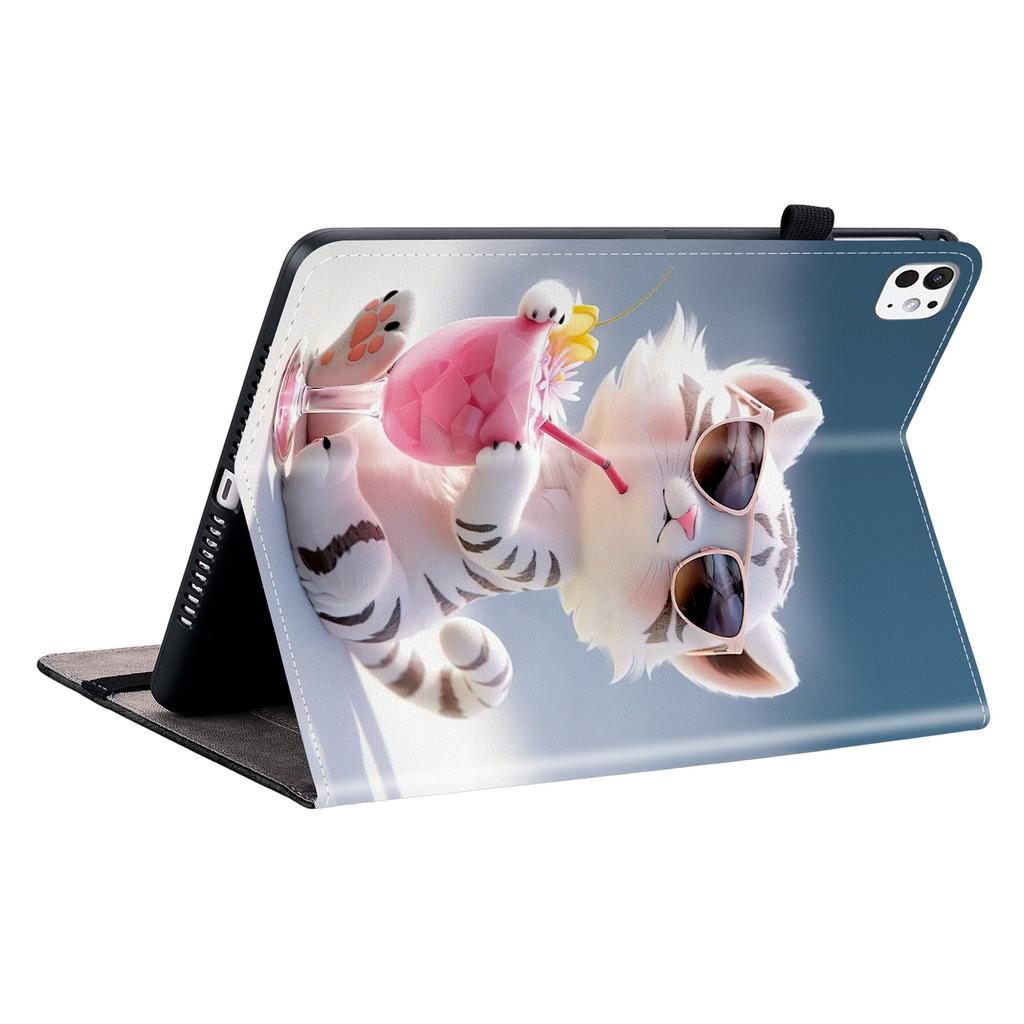 For iPad Pro 13 (2025)/13 (2024) Leather Case Pattern Printed Stand Tablet Cover with Card Slots