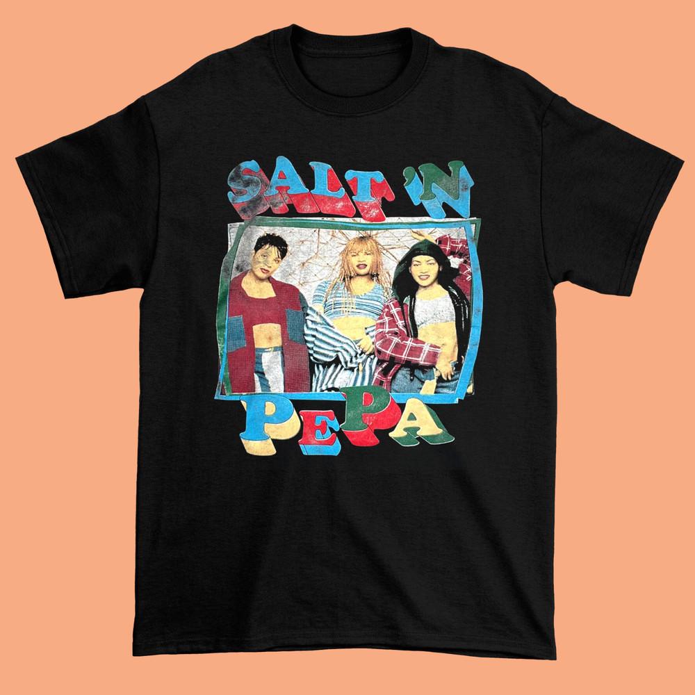 Neues 90er Jahre Salt N Pepa Kurzarm Schwarz Unisex Alle Größen T-Shirt NG2391 Unisex T-Shirt