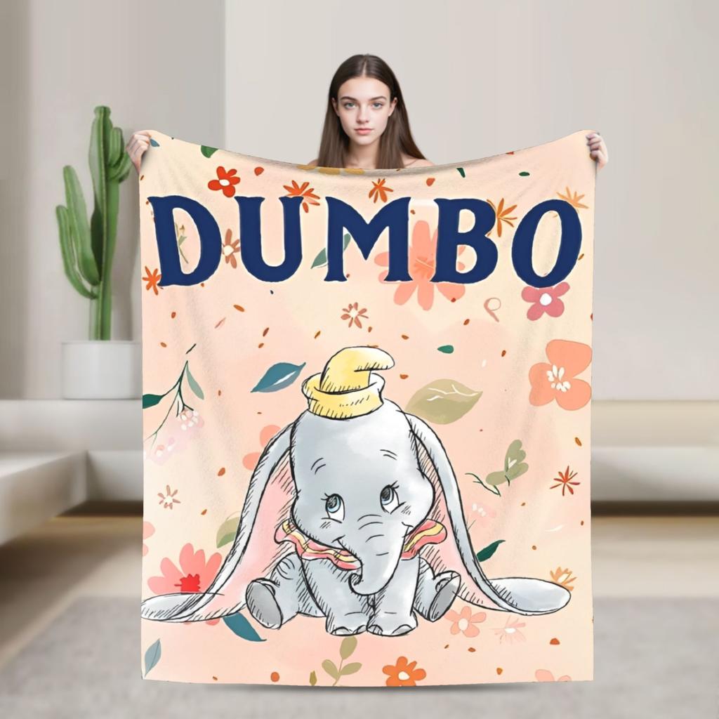 Dumbo Cartoon Blankets Velvet Spring Autumn The Flying Elephant Portable Warm Throw Blanket for Sofa Travel Plush Thin Quilt